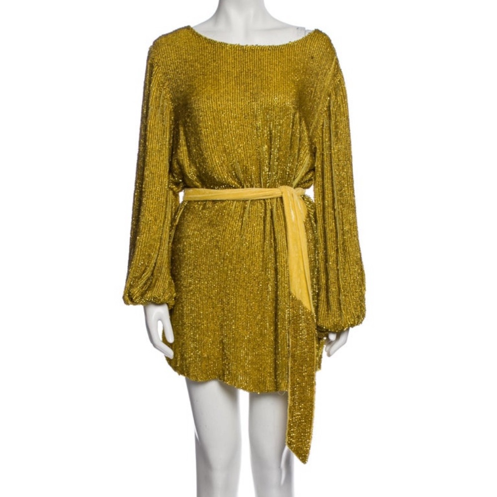 Retrofete Gold Shimmer Mini Dress